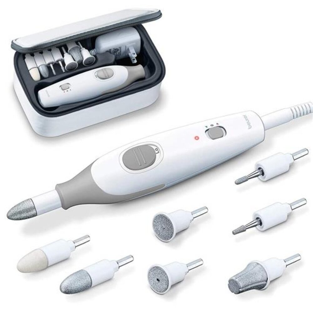 Electric Nail Drill — 7 Attachments, 3 Speeds, 10 ft Cord, and Storage Case